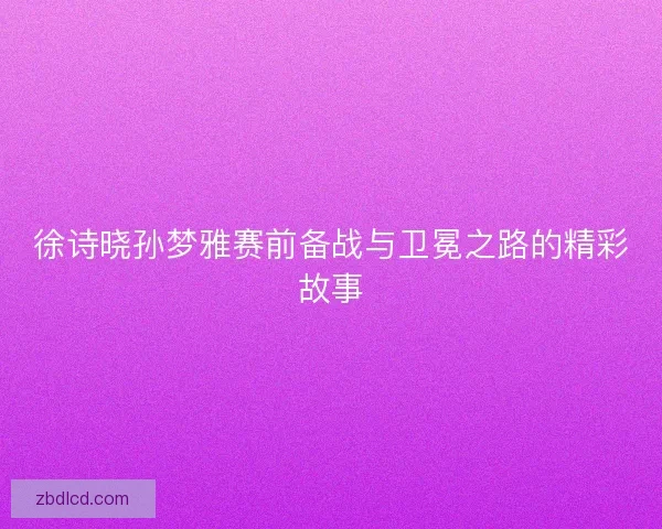徐诗晓孙梦雅赛前备战与卫冕之路的精彩故事